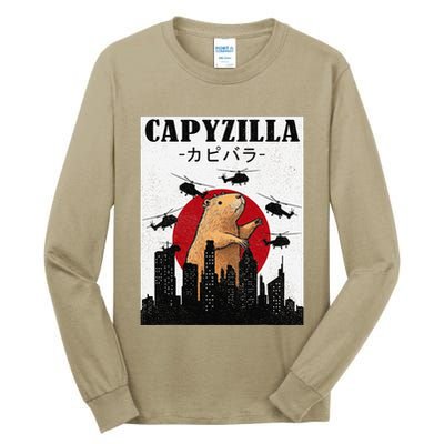Capybara Funny Capybara Rodent Capyzilla Funny Tall Long Sleeve T-Shirt