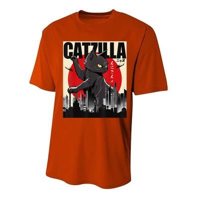 Catzilla Funny Cat Performance Sprint T-Shirt