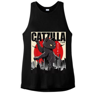 Catzilla Funny Cat Ladies PosiCharge Tri-Blend Wicking Tank