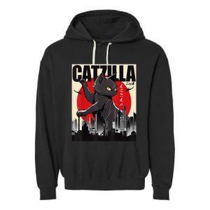 Catzilla Funny Cat Garment-Dyed Fleece Hoodie