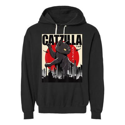 Catzilla Funny Cat Garment-Dyed Fleece Hoodie