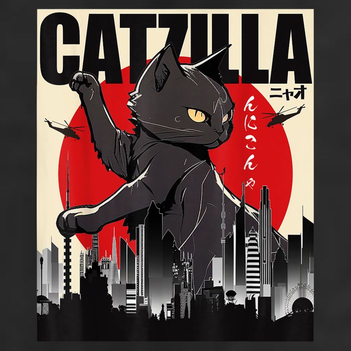 Catzilla Funny Cat 7 Panel Mesh Trucker Snapback Hat