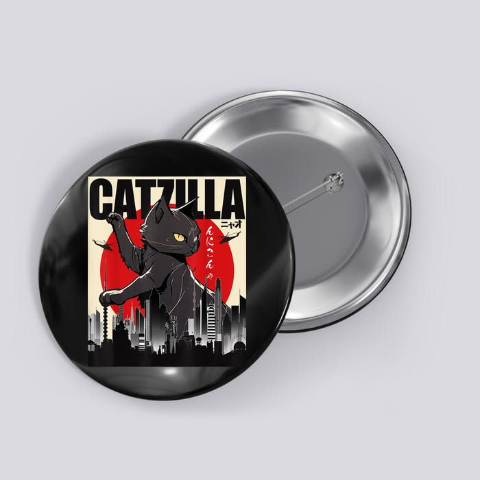 Catzilla Funny Cat Button