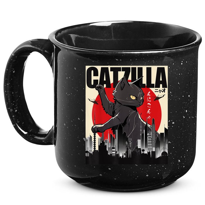 Catzilla Funny Cat 15oz Campfire Ceramic Mug