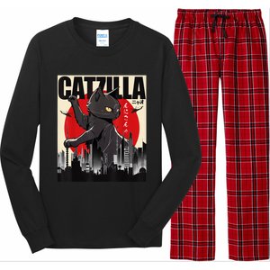 Catzilla Funny Cat Long Sleeve Pajama Set