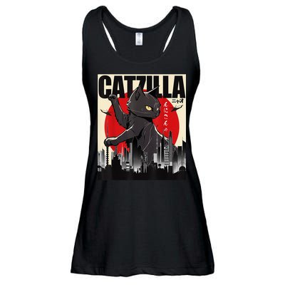 Catzilla Funny Cat Ladies Essential Flowy Tank