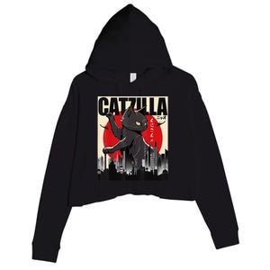 Catzilla Funny Cat Crop Fleece Hoodie