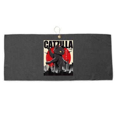 Catzilla Funny Cat Large Microfiber Waffle Golf Towel