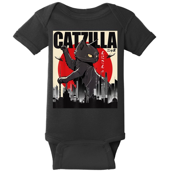 Catzilla Funny Cat Baby Bodysuit