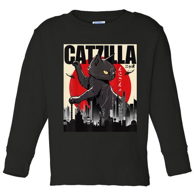 Catzilla Funny Cat Toddler Long Sleeve Shirt