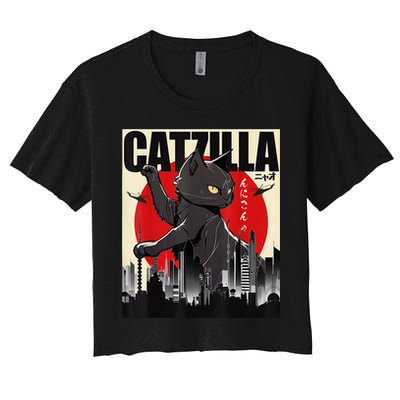 Catzilla Funny Cat Crop Top