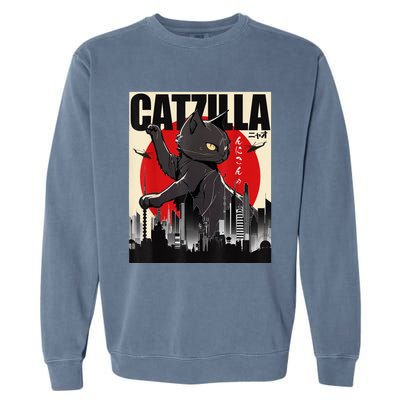 Catzilla Funny Cat Garment-Dyed Sweatshirt