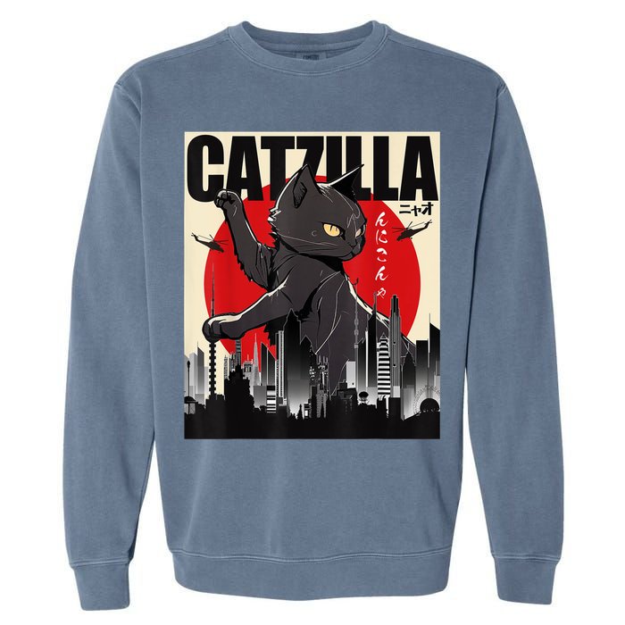 Catzilla Funny Cat Garment-Dyed Sweatshirt