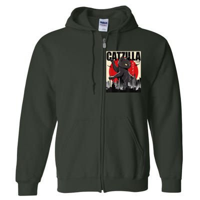 Catzilla Funny Cat Full Zip Hoodie