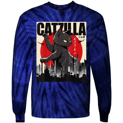 Catzilla Funny Cat Tie-Dye Long Sleeve Shirt