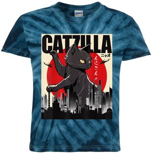 Catzilla Funny Cat Kids Tie-Dye T-Shirt