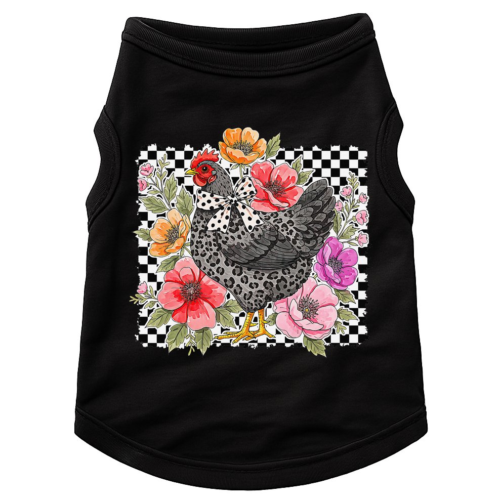 Checkered Flower Chicken Hen Lover Wildflower Chicken Mama Doggie Tank