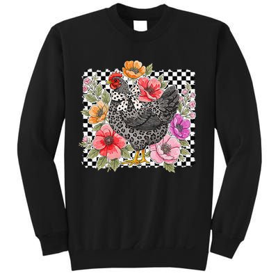 Checkered Flower Chicken Hen Lover Wildflower Chicken Mama Sweatshirt