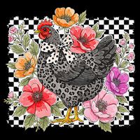 Checkered Flower Chicken Hen Lover Wildflower Chicken Mama Bucket Hat