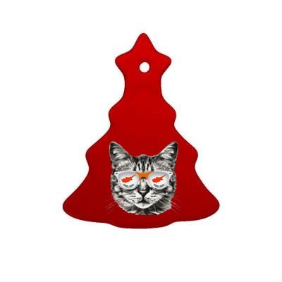 Cypriot Flag Cat Owner Souvenirs Products Kitten Cyprus Ceramic Tree Ornament