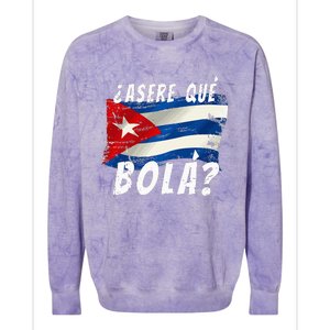 Cuban Flag Cuba Miami Saying Spanish Greeting Colorblast Crewneck Sweatshirt