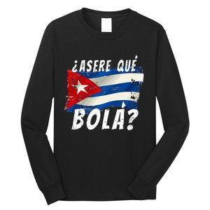 Cuban Flag Cuba Miami Saying Spanish Greeting Long Sleeve Shirt