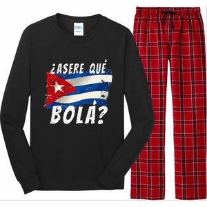 Cuban Flag Cuba Miami Saying Spanish Greeting Long Sleeve Pajama Set