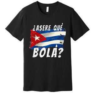 Cuban Flag Cuba Miami Saying Spanish Greeting Premium T-Shirt