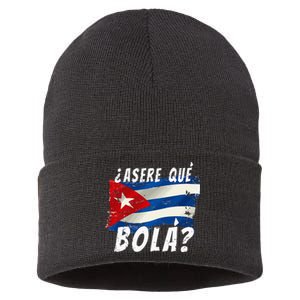 Cuban Flag Cuba Miami Saying Spanish Greeting Sustainable Knit Beanie