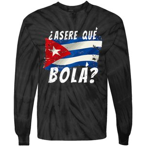 Cuban Flag Cuba Miami Saying Spanish Greeting Tie-Dye Long Sleeve Shirt