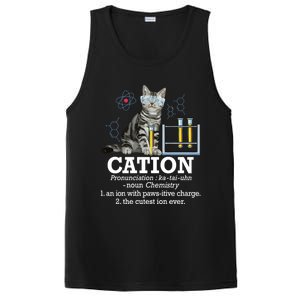 Cation Funny Chemistry Humor Science Teacher Cat Pun Gift PosiCharge Competitor Tank