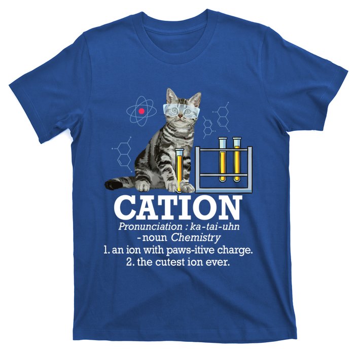 Cation Funny Chemistry Humor Science Teacher Cat Pun Gift T-Shirt