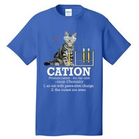 Cation Funny Chemistry Humor Science Teacher Cat Pun Gift Tall T-Shirt