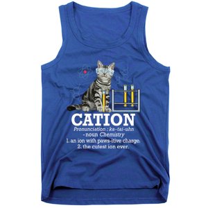 Cation Funny Chemistry Humor Science Teacher Cat Pun Gift Tank Top