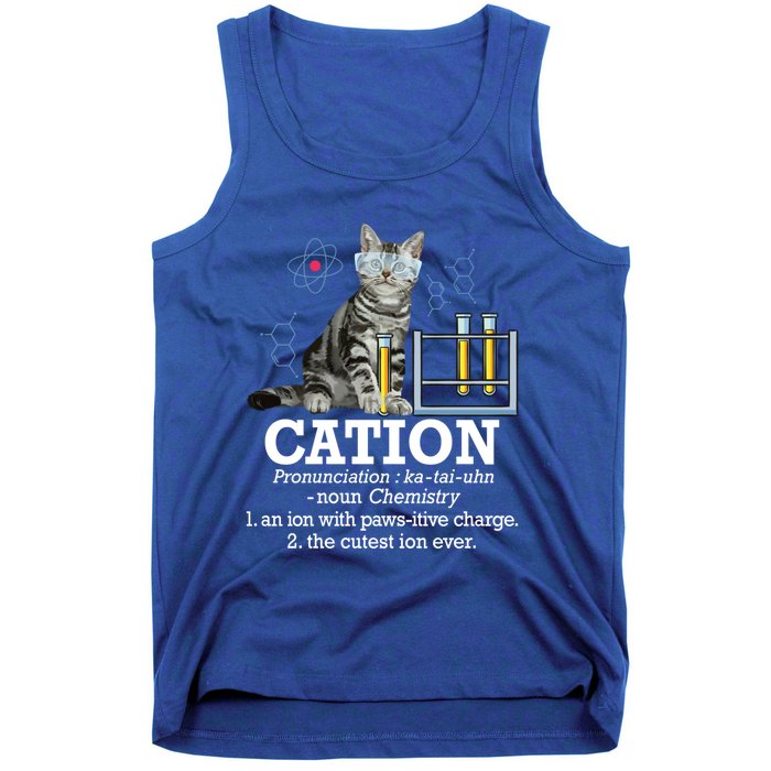 Cation Funny Chemistry Humor Science Teacher Cat Pun Gift Tank Top