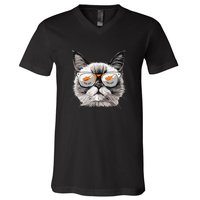 Cyprus Flag Cat Mom Souvenirs Products Kitten Cypriot V-Neck T-Shirt