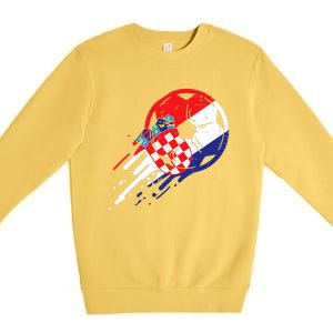 Croatia Flag Croatian Soccer Football Fan Premium Crewneck Sweatshirt