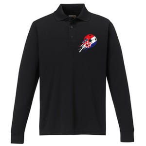 Croatia Flag Croatian Soccer Football Fan Performance Long Sleeve Polo