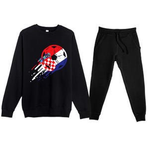 Croatia Flag Croatian Soccer Football Fan Premium Crewneck Sweatsuit Set