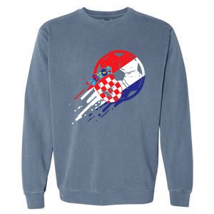 Croatia Flag Croatian Soccer Football Fan Garment-Dyed Sweatshirt