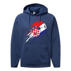 Croatia Flag Croatian Soccer Football Fan Performance Fleece Hoodie