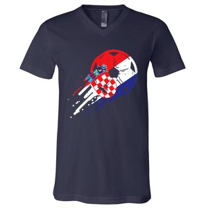 Croatia Flag Croatian Soccer Football Fan V-Neck T-Shirt