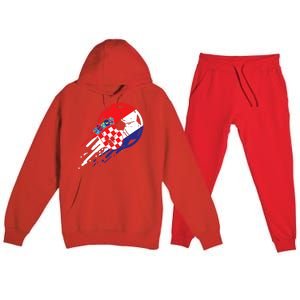 Croatia Flag Croatian Soccer Football Fan Premium Hooded Sweatsuit Set