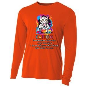 Cation Funny Chemistry Humor Science Teacher Cat Pun Gift Cooling Performance Long Sleeve Crew