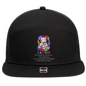 Cation Funny Chemistry Humor Science Teacher Cat Pun Gift 7 Panel Mesh Trucker Snapback Hat