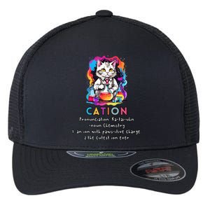 Cation Funny Chemistry Humor Science Teacher Cat Pun Gift Flexfit Unipanel Trucker Cap