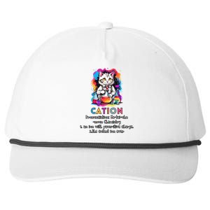 Cation Funny Chemistry Humor Science Teacher Cat Pun Gift Snapback Five-Panel Rope Hat