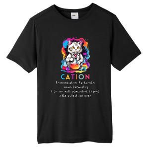 Cation Funny Chemistry Humor Science Teacher Cat Pun Gift Tall Fusion ChromaSoft Performance T-Shirt