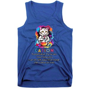 Cation Funny Chemistry Humor Science Teacher Cat Pun Gift Tank Top