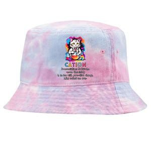 Cation Funny Chemistry Humor Science Teacher Cat Pun Gift Tie-Dyed Bucket Hat